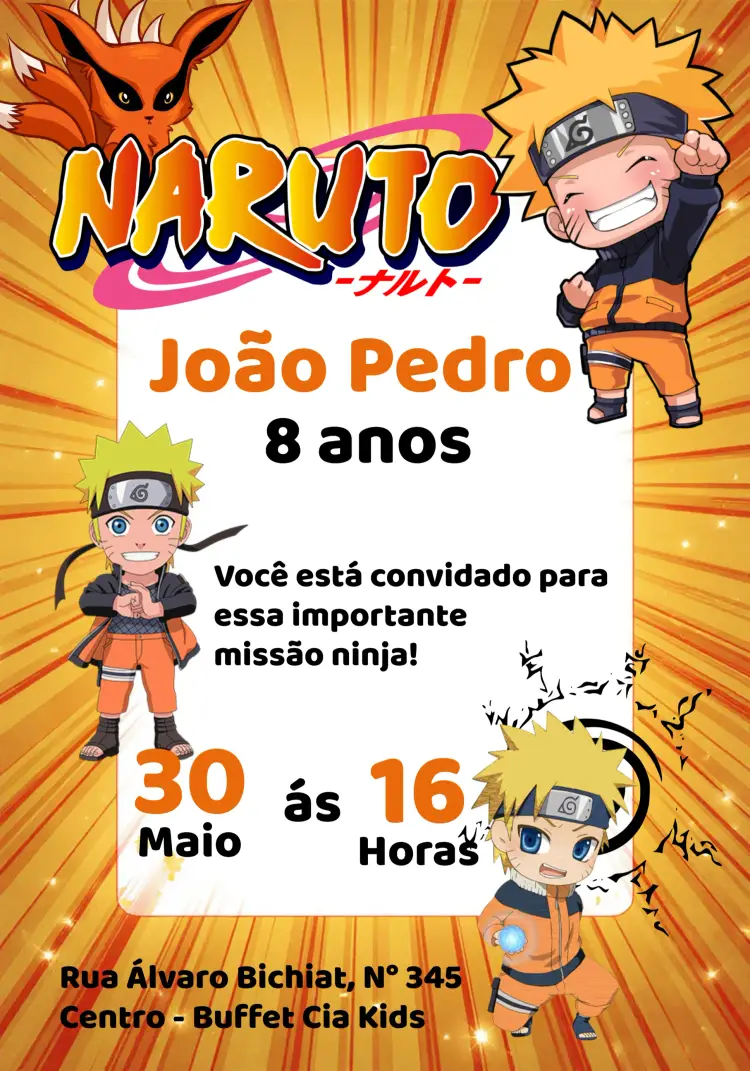 Convite Naruto Chibi Akastuki