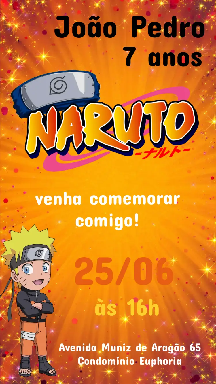 Convite Naruto Chibi Bandana