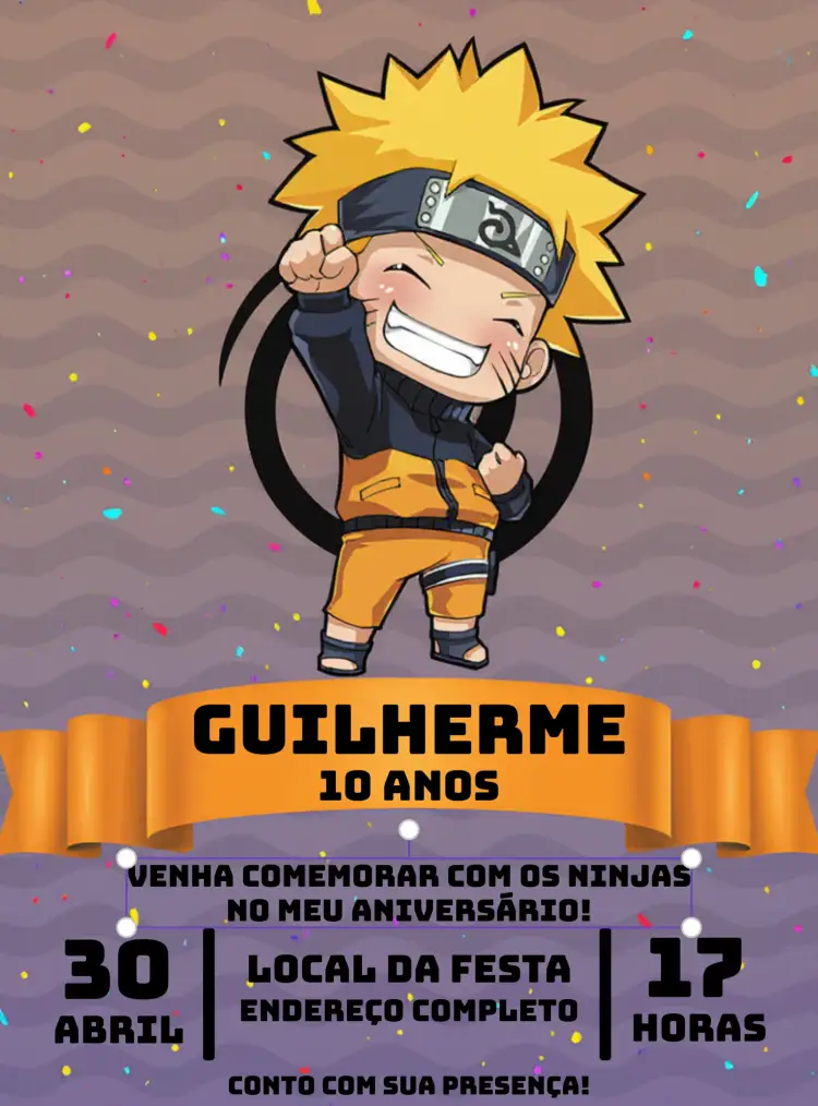 Convite Naruto Chibi Laranja