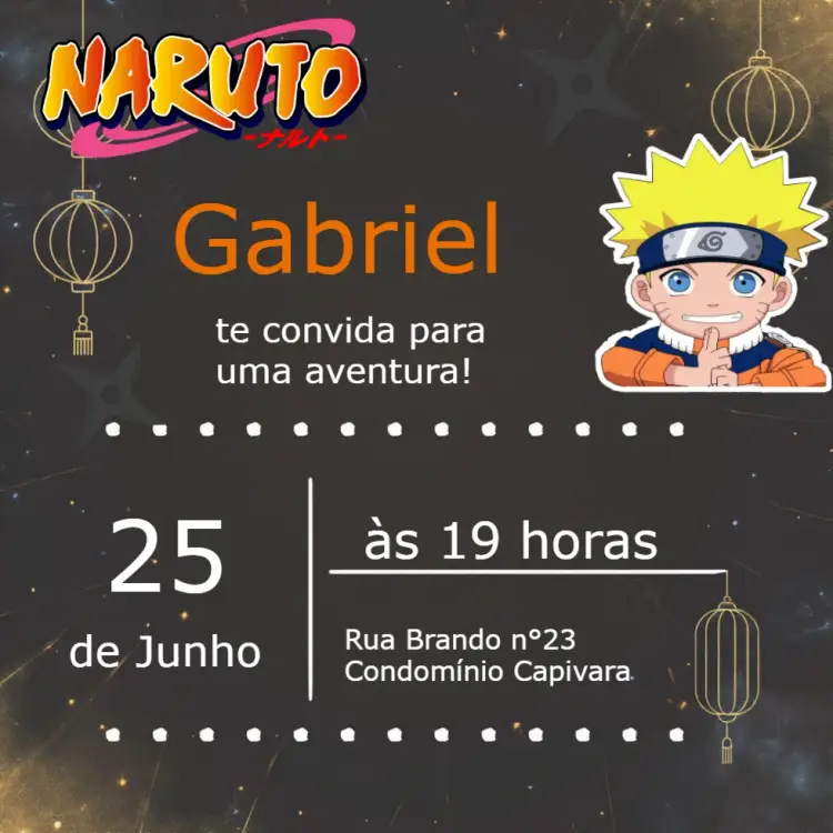 Convite Naruto Chibi Oriental