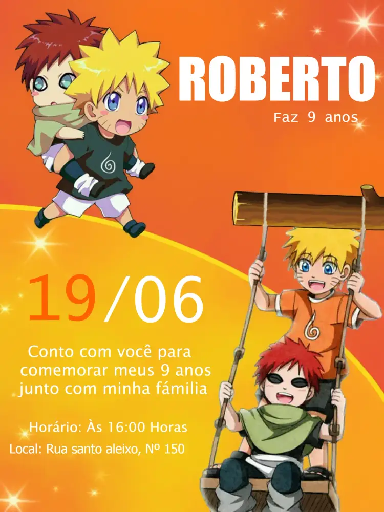 Convite Naruto Cinza
