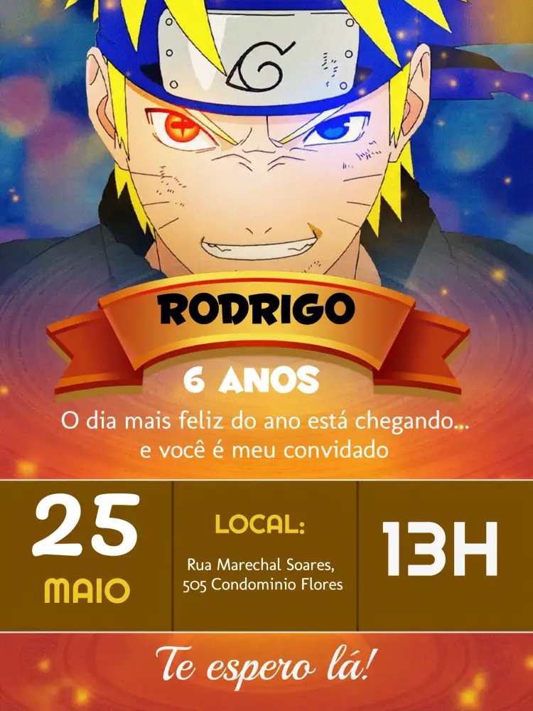 Convite Naruto Colorido