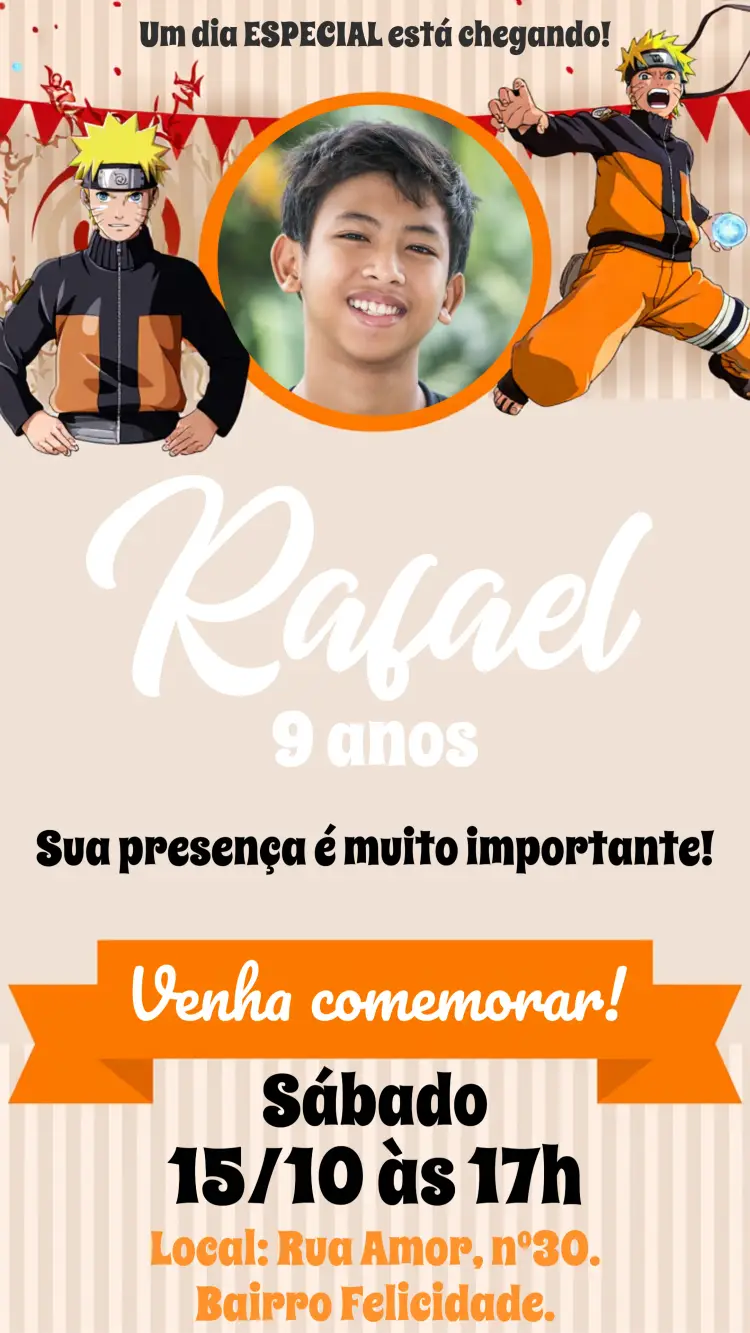 Convite Naruto Com Foto Akatsuki