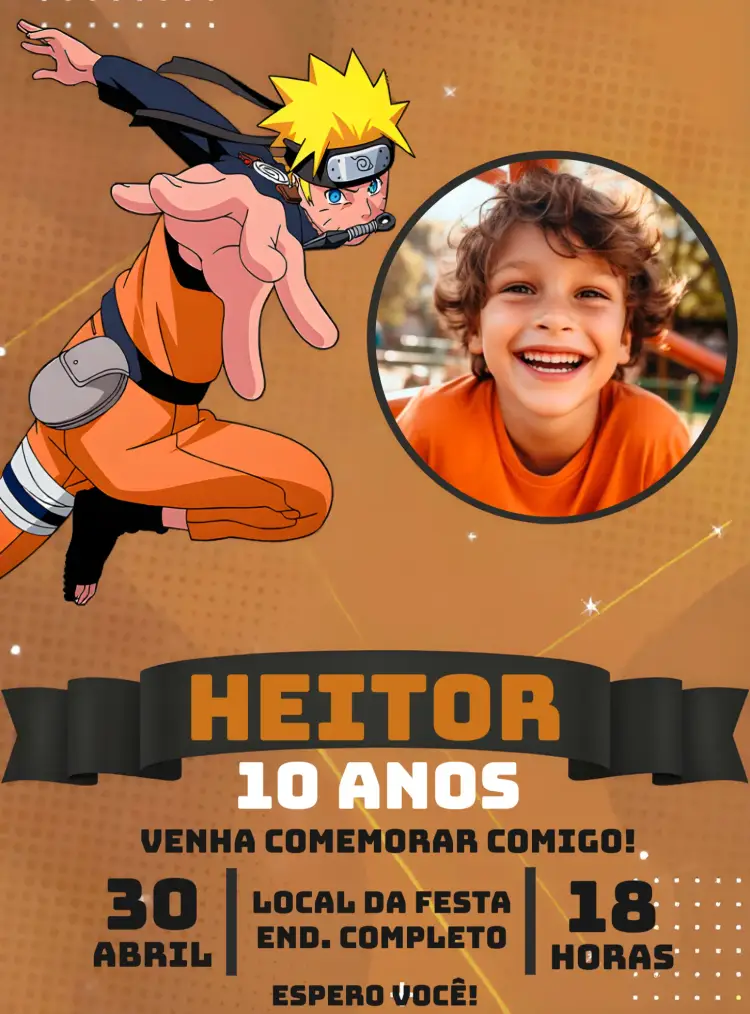 Convite Naruto Com Foto Desenho