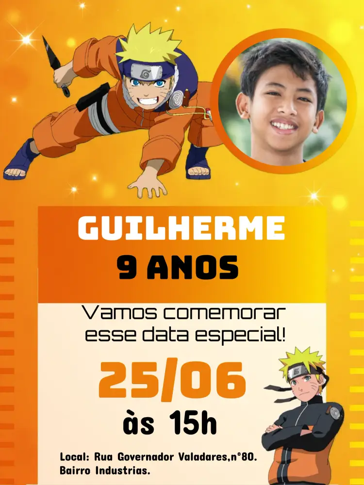 Convite Naruto Com Foto Konoha