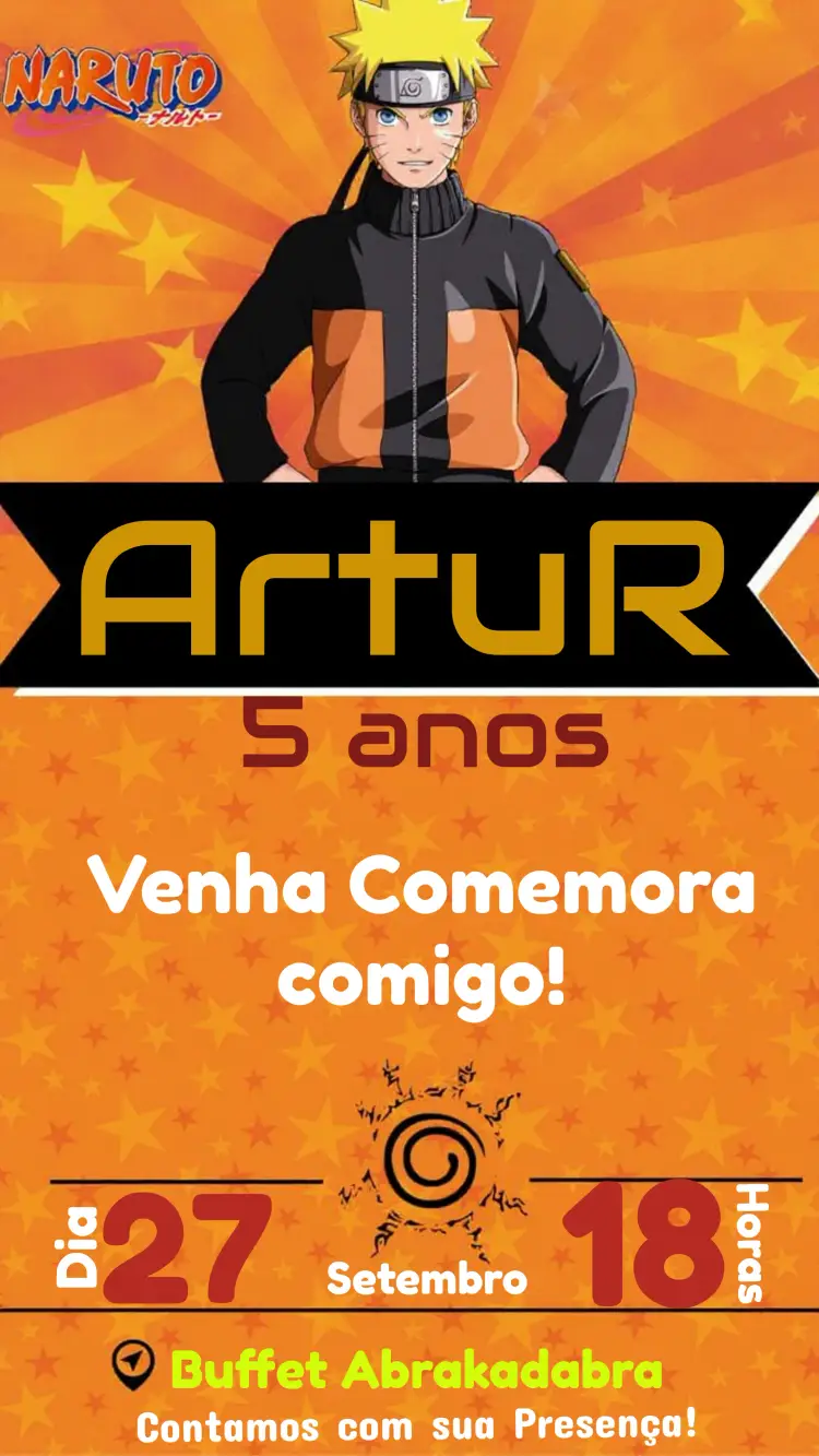 Convite Naruto Estrela