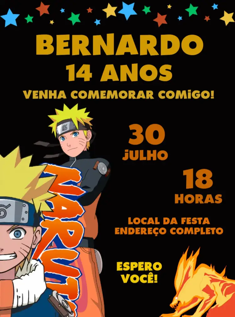 Convite Naruto Estrelas