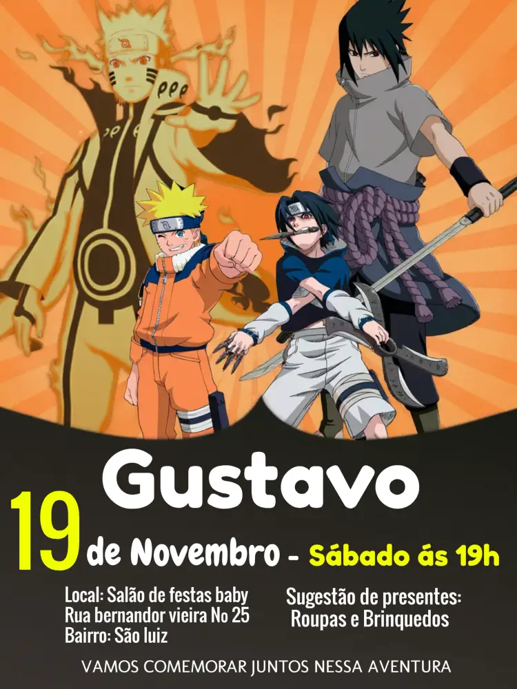 Convite Naruto Evolução