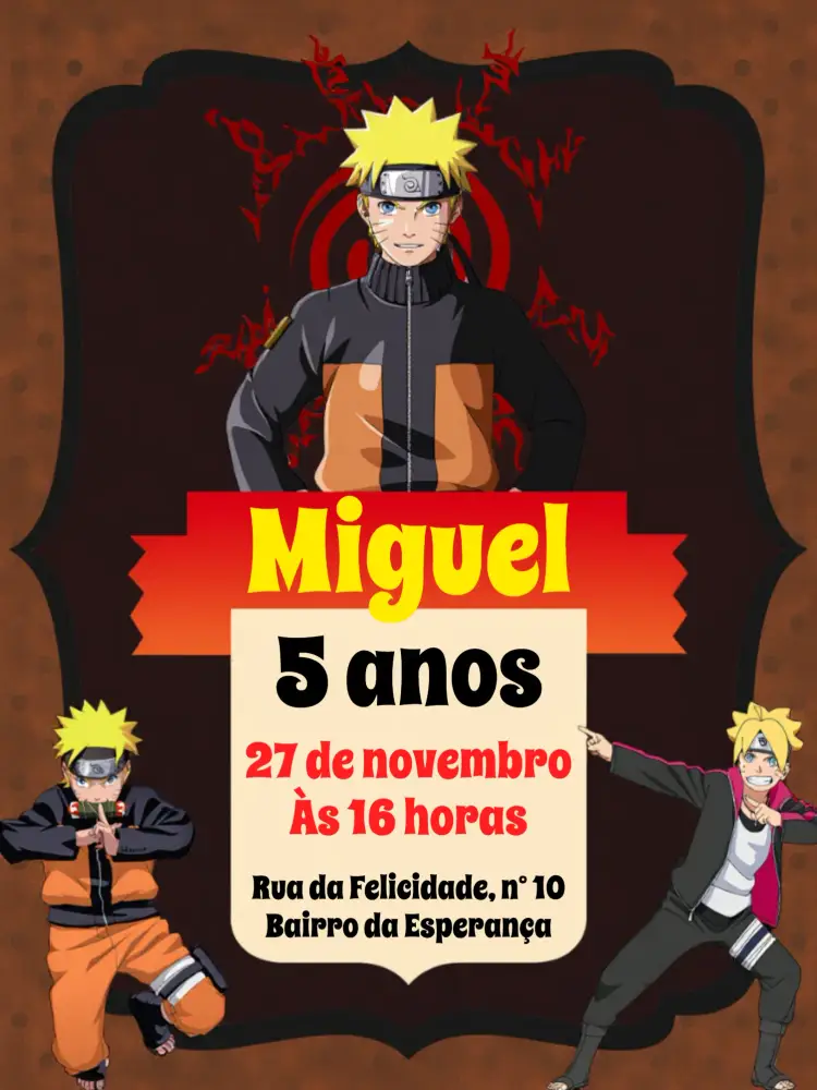 Convite Naruto Faixa