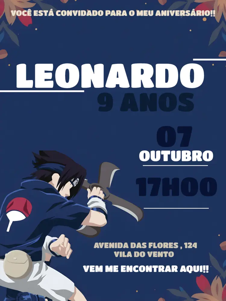 Convite Naruto Infantil