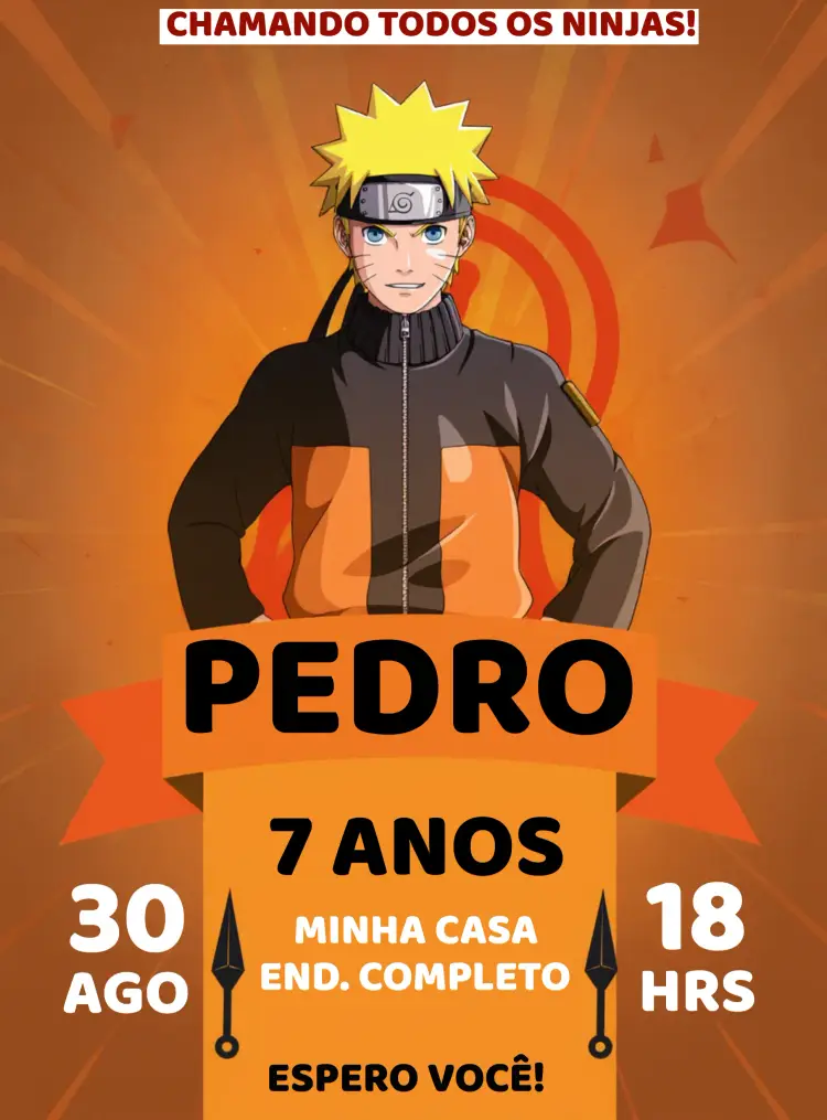 Convite Naruto Infantil