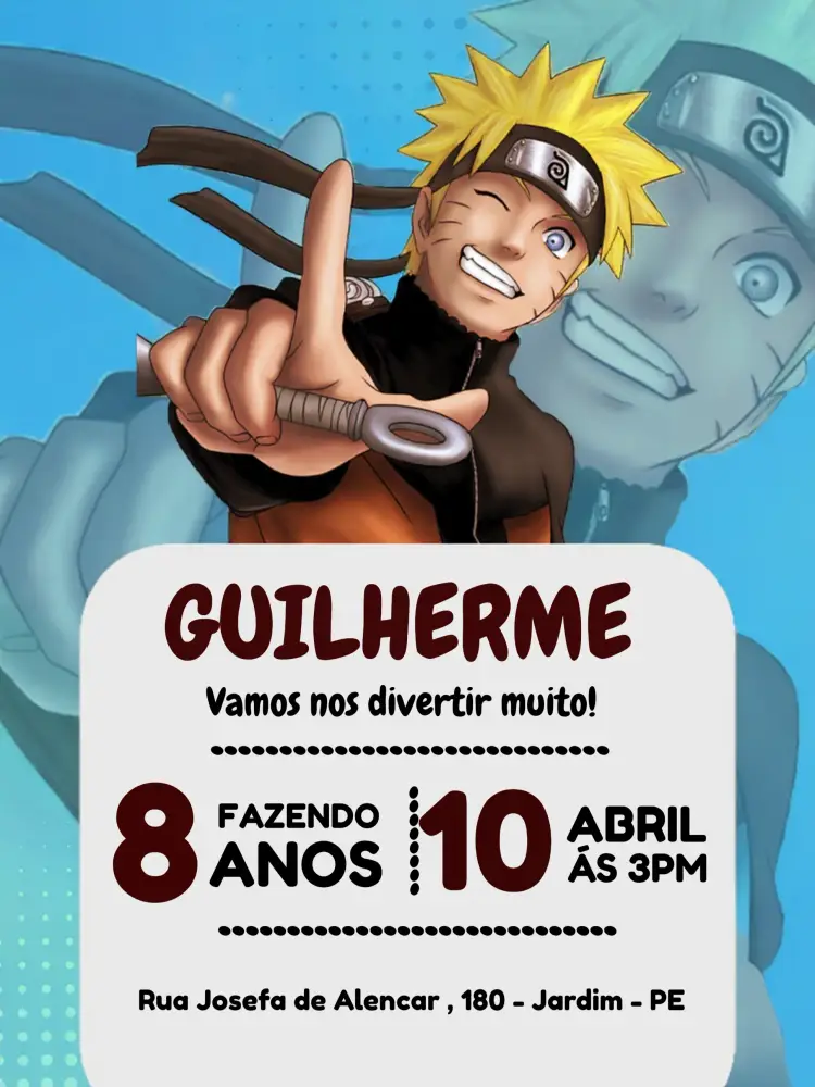 Convite Naruto Laranja
