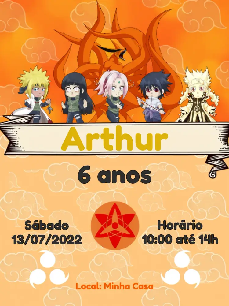 Convite Naruto Laranja