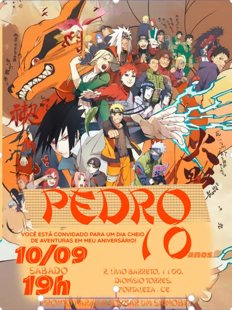 Convite Naruto Laranja