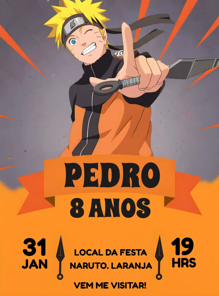 Convite Naruto Laranja