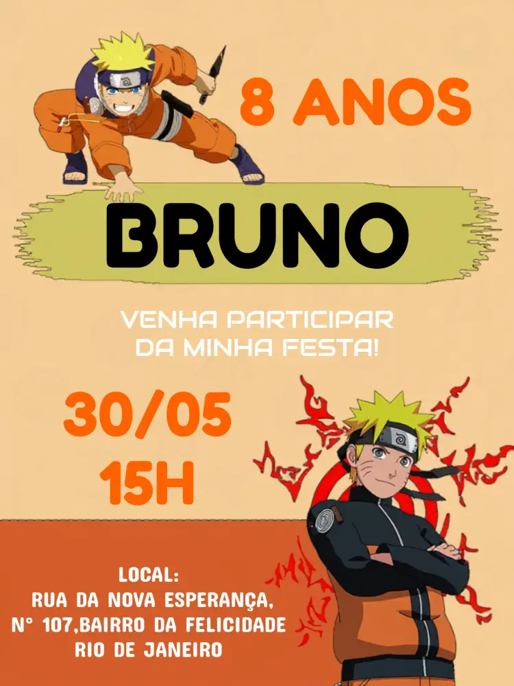 Convite Naruto Laranja