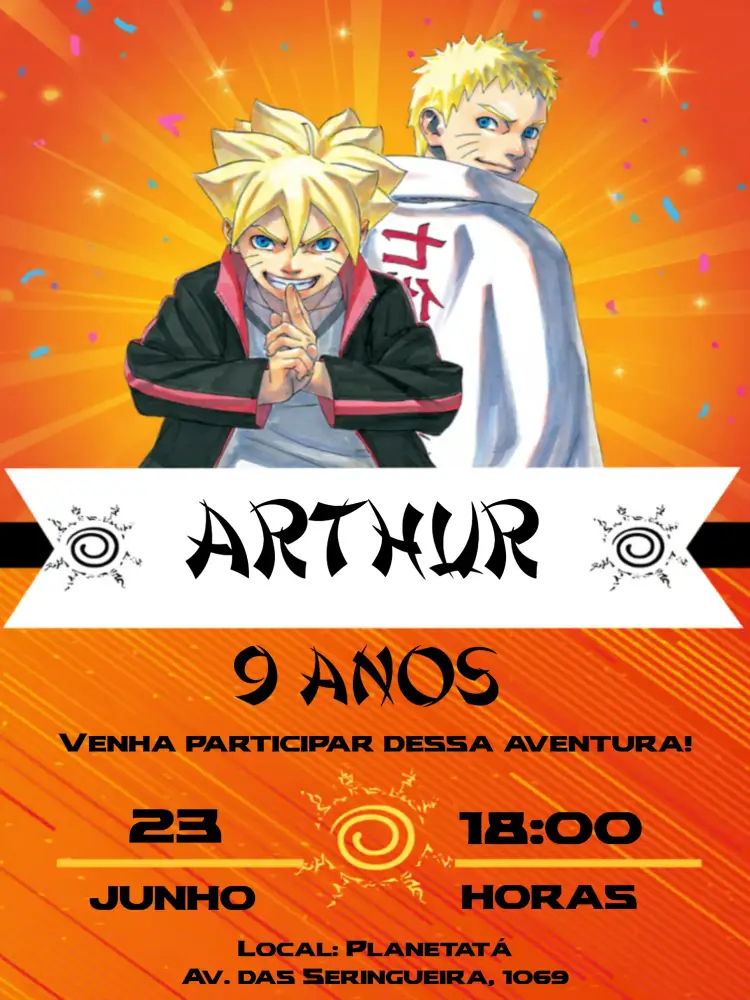 Convite Naruto Laranja
