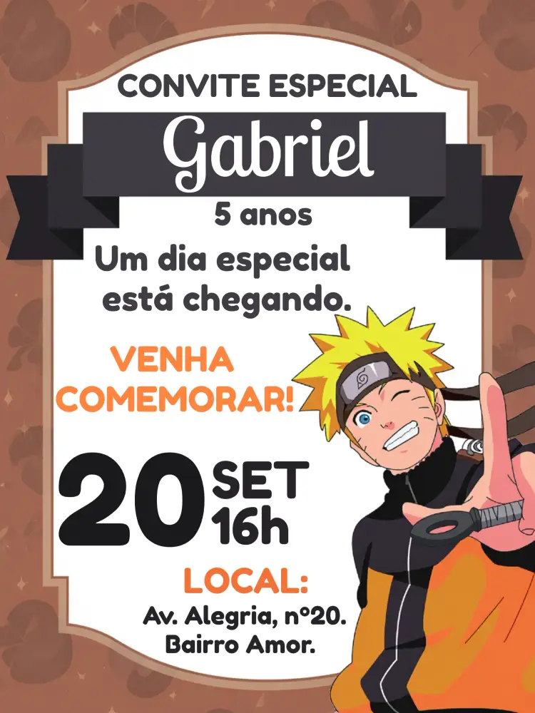 Convite Naruto Laranja