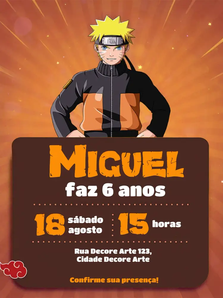 Convite Naruto Laranja