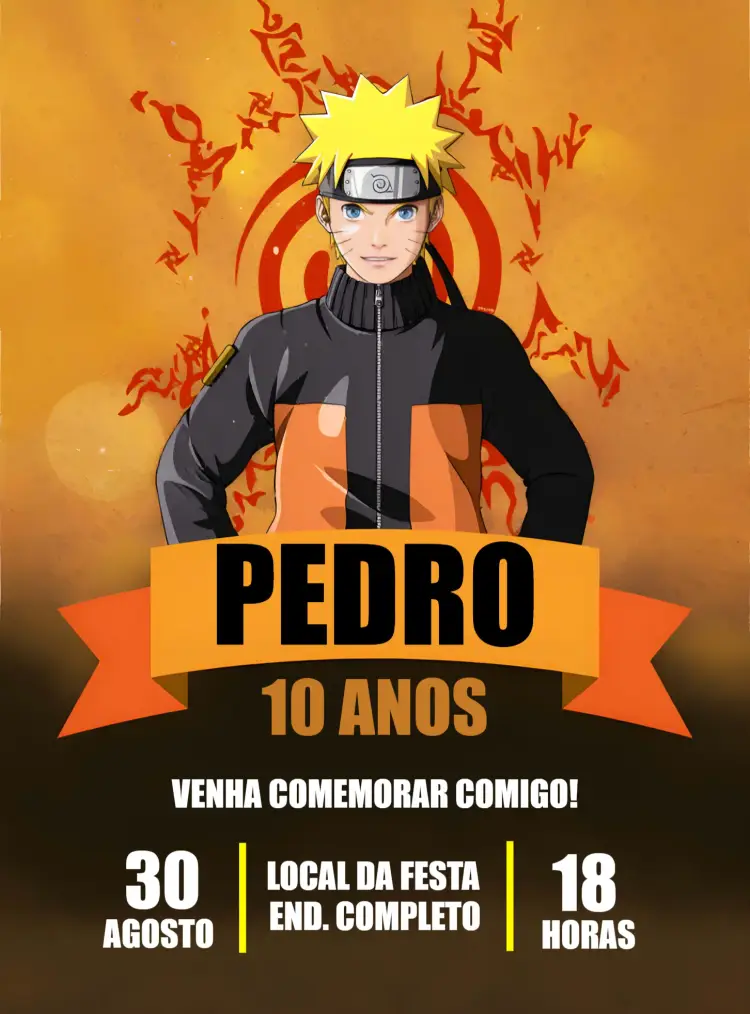 Convite Naruto Laranja