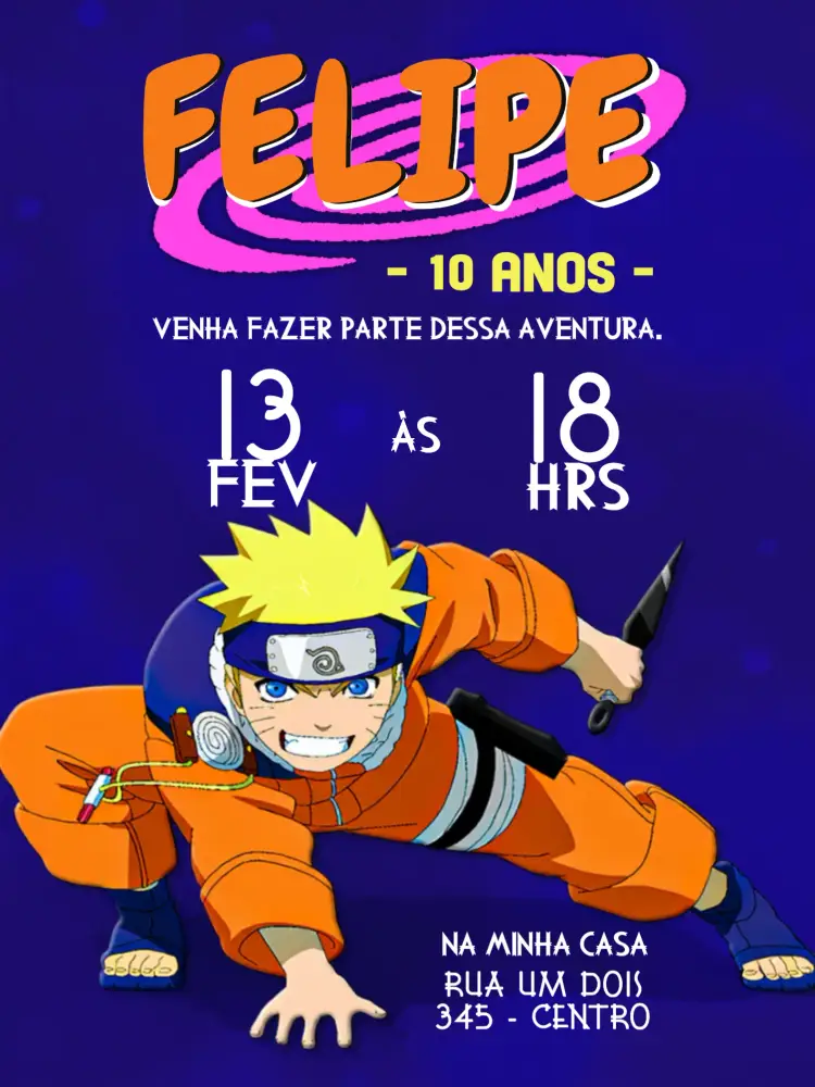 Convite Naruto Manga