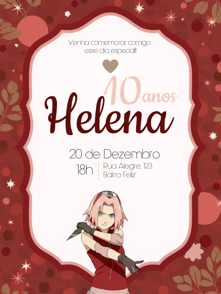 Convite Naruto Menina