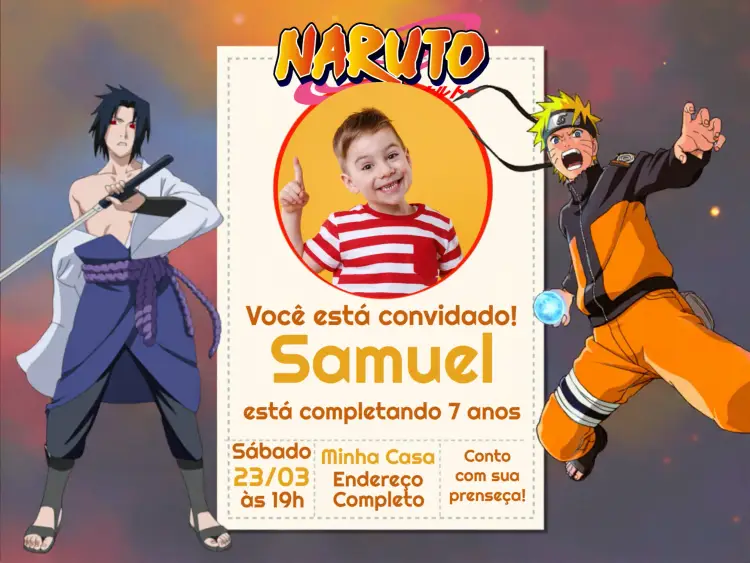 Convite Naruto Ninja Com Foto Desenho