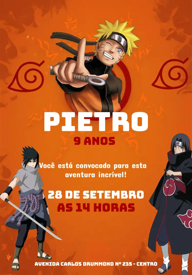 Convite Naruto Preto
