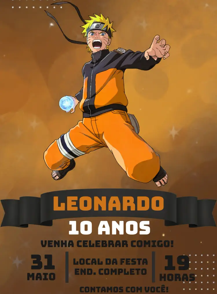 Convite Naruto Preto