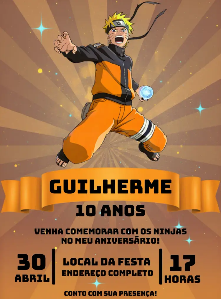 Convite Naruto Preto