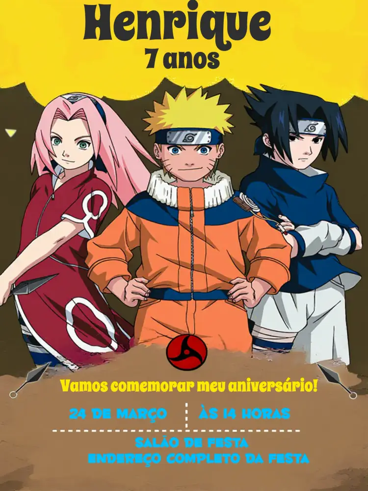 Convite Naruto Preto