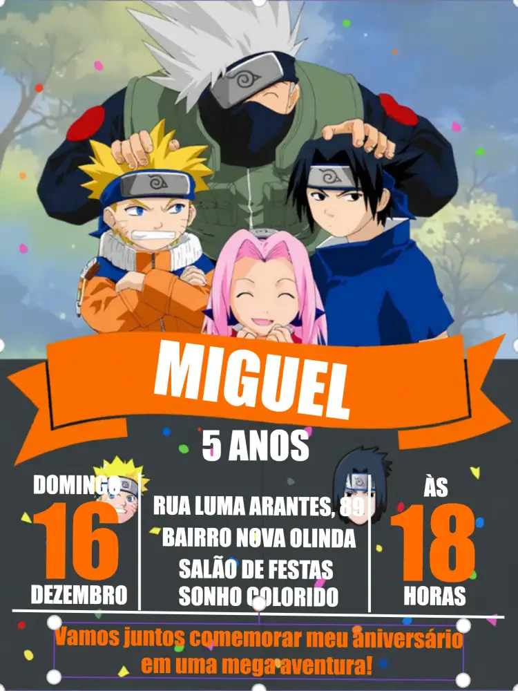 Convite Naruto Preto