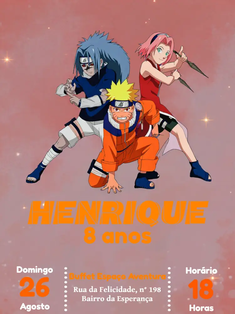 Convite Naruto Preto
