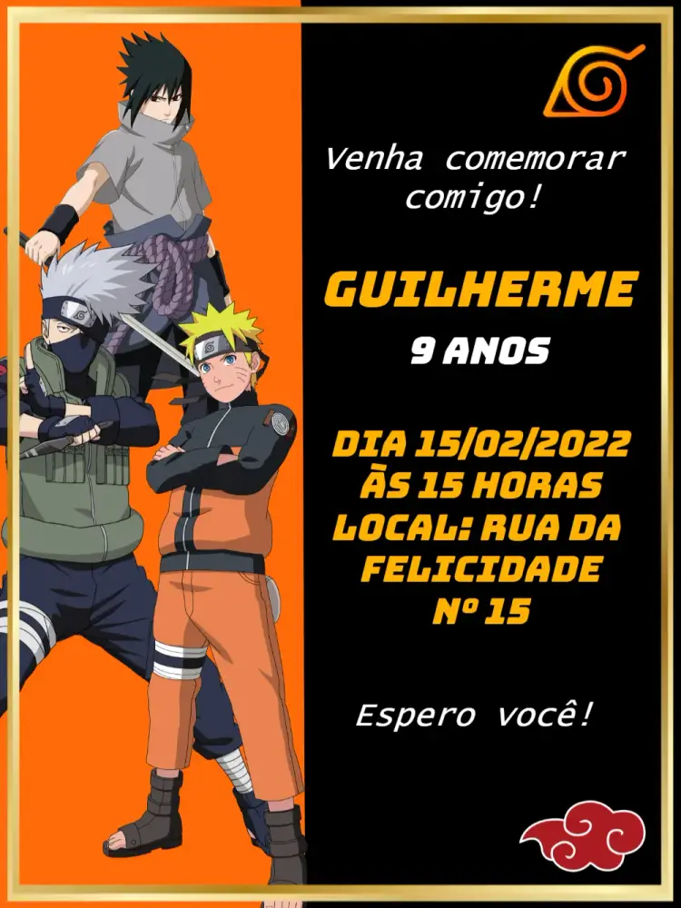 Convite Naruto Preto