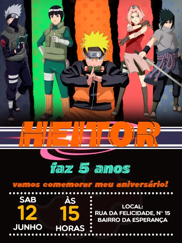 Convite Naruto Preto