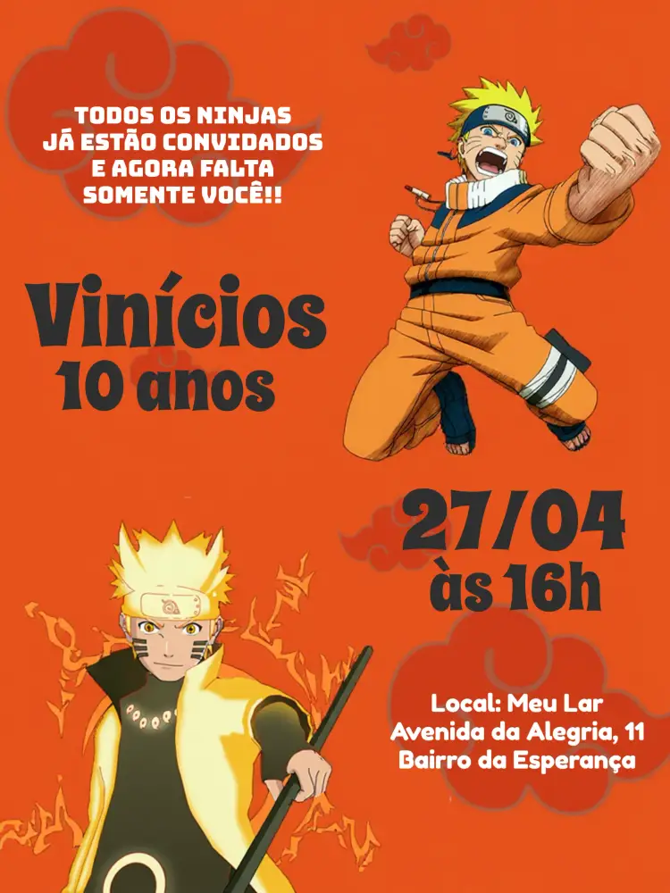 Convite Naruto Preto