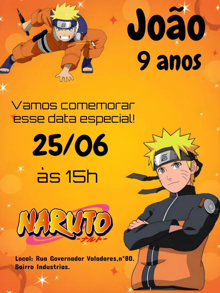 Convite Naruto Sakura – tema Aniversário Infantil anime, vibrante, moderno, divertido, colorido, temático