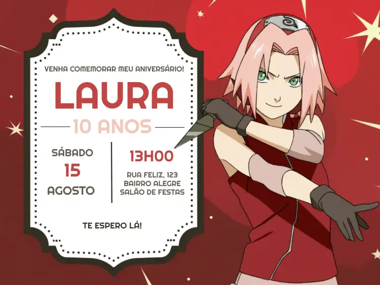 Convite Naruto Sakura Festa