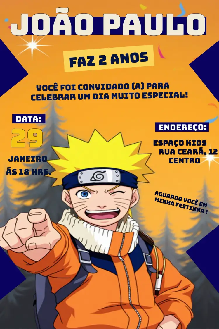 Convite Naruto Shippuden Narutoshippuden