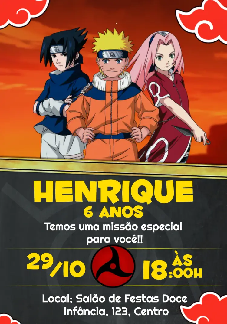 Convite Naruto Shippuden Ninja