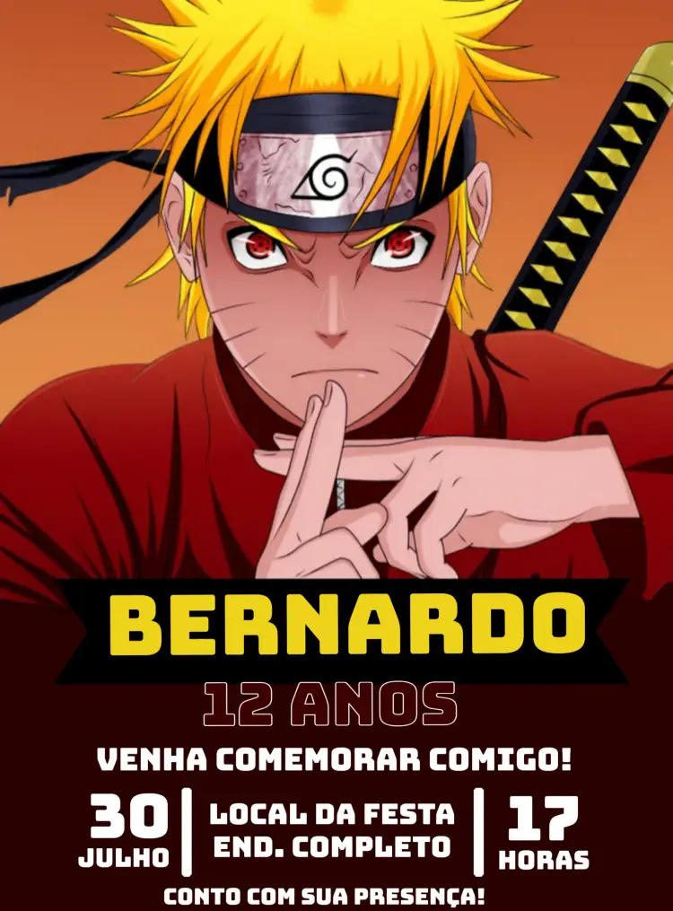 Convite Naruto Uzumaki Olhos