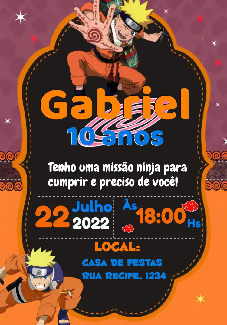 Convite Naruto Vermelho
