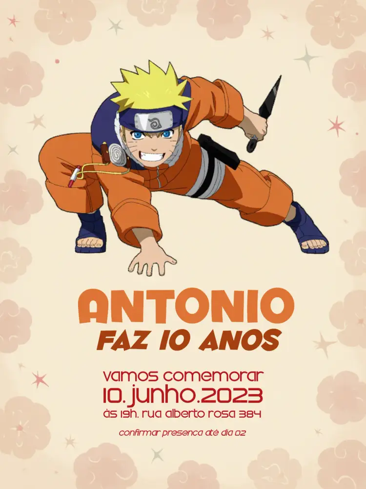 Convite Naruto Vermelho