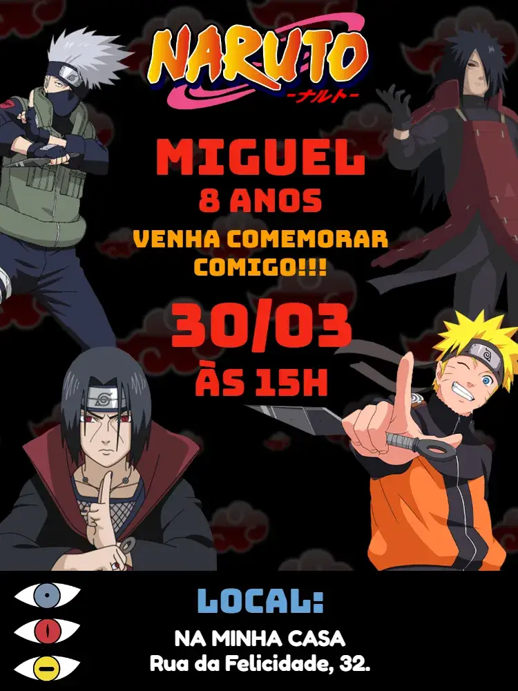 Convite Naruto Vermelho