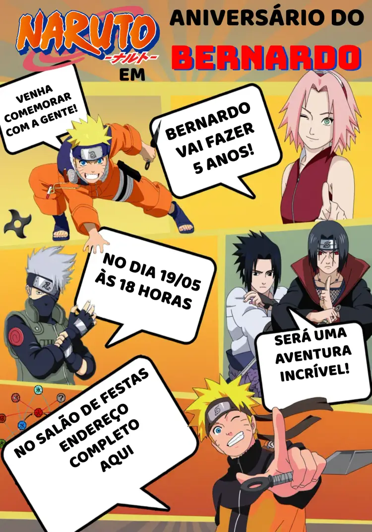 Convite Naruto Vermelho