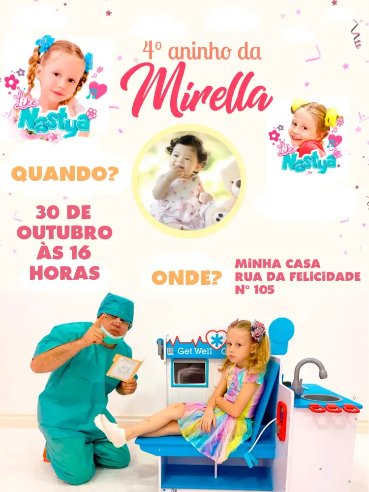Convite Nastya Com Foto Lilás