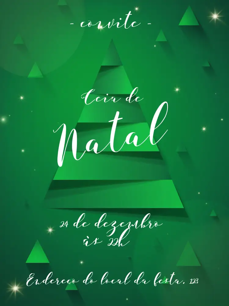 Convite Natal Celebração – tema Datas Comemorativas verde, festivo, moderno, minimalista, ilustração de natal