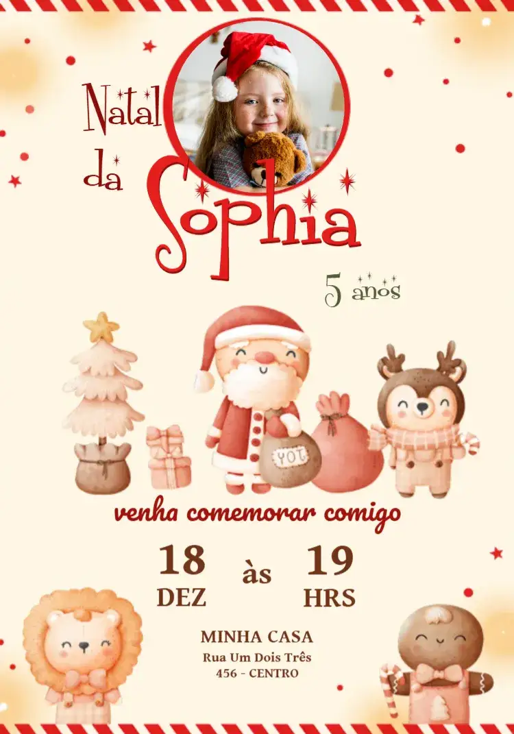 Convite Natal Com Foto Amarelo – tema Datas Comemorativas colorido, festivo, moderninho, alegre, vibrante
