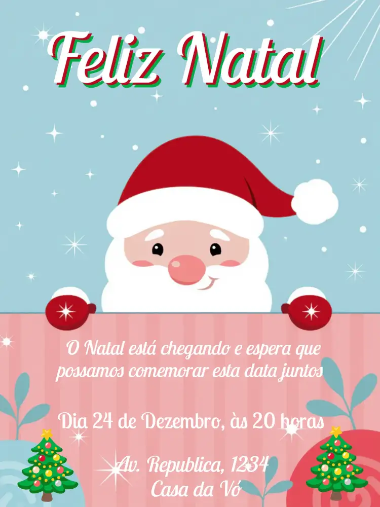 Convite Natal Em Família Azul – tema Datas Comemorativas azul, natalino, elegante, aconchegante, moderno, festivo
