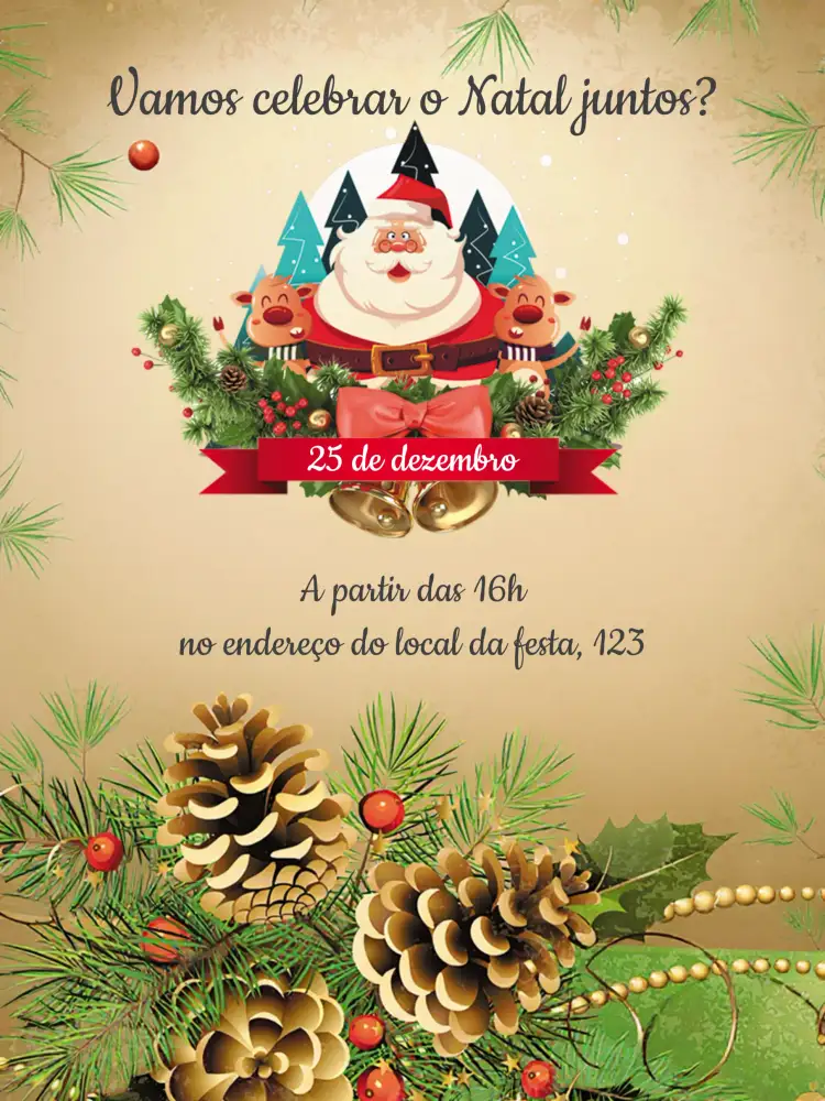 Convite Natal Final – tema Datas Comemorativas vibrante, natalino, colorido, moderno, festivo, alegre